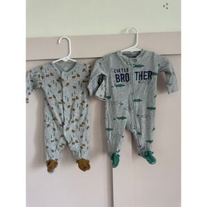 Just One You by Carters Baby Boy 3M Sleepers Set Little Brother Gator Bear Gray